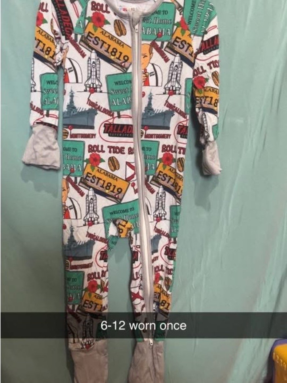 Alabama Printed One-Piece Pajamas with flip feet